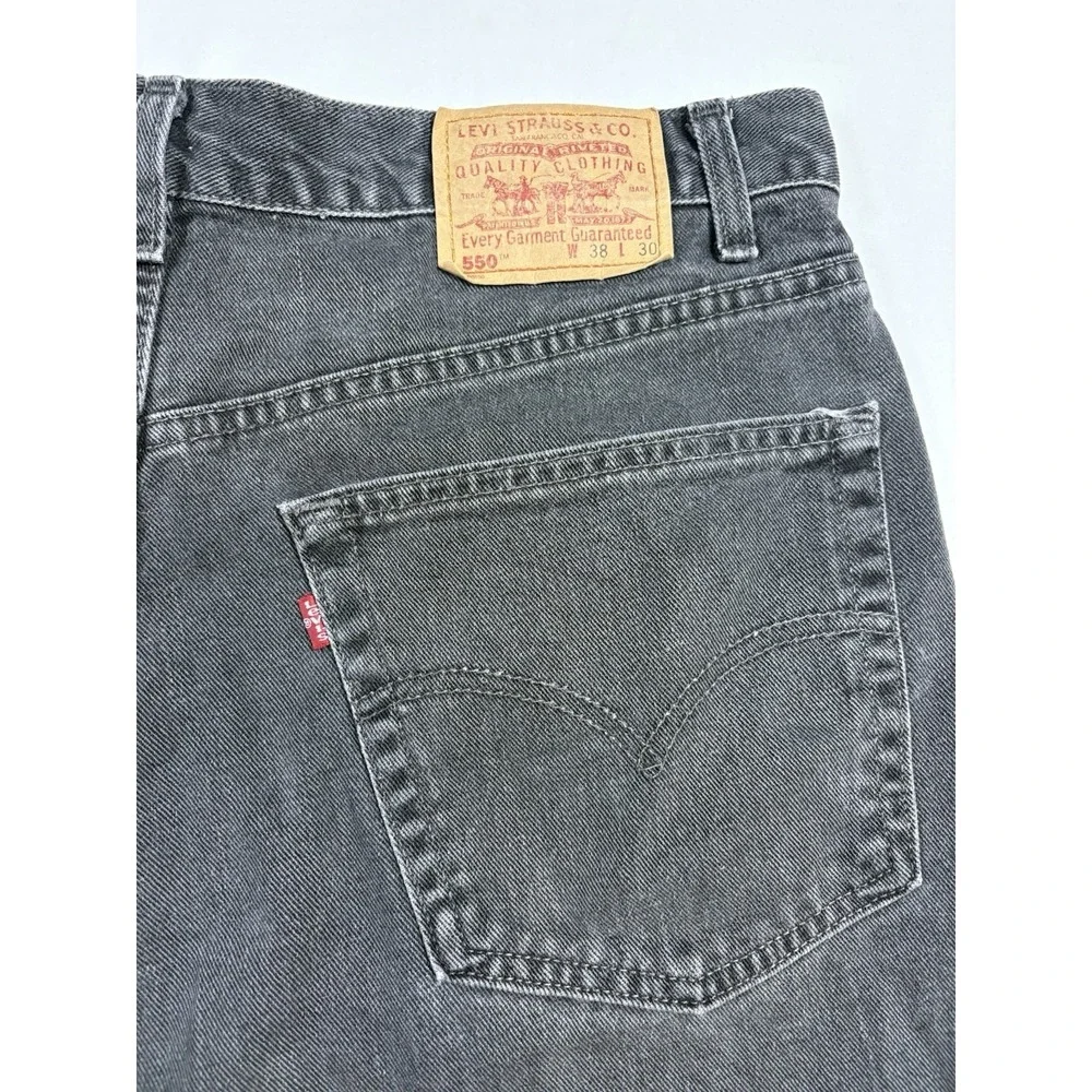 Vintage 90s Levis 550 Faded Black Denim Jeans 38x30 Made in Canada 100 Cotton